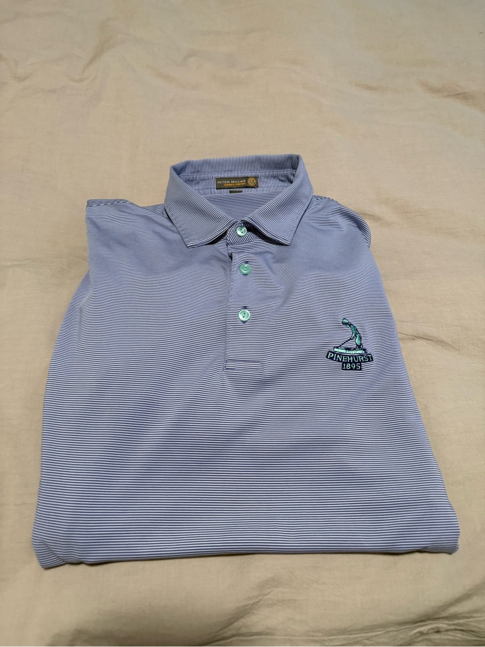 Purple Men’s Peter Millar Polo Shirt with Pinehurst Embroidery. Size: Medium